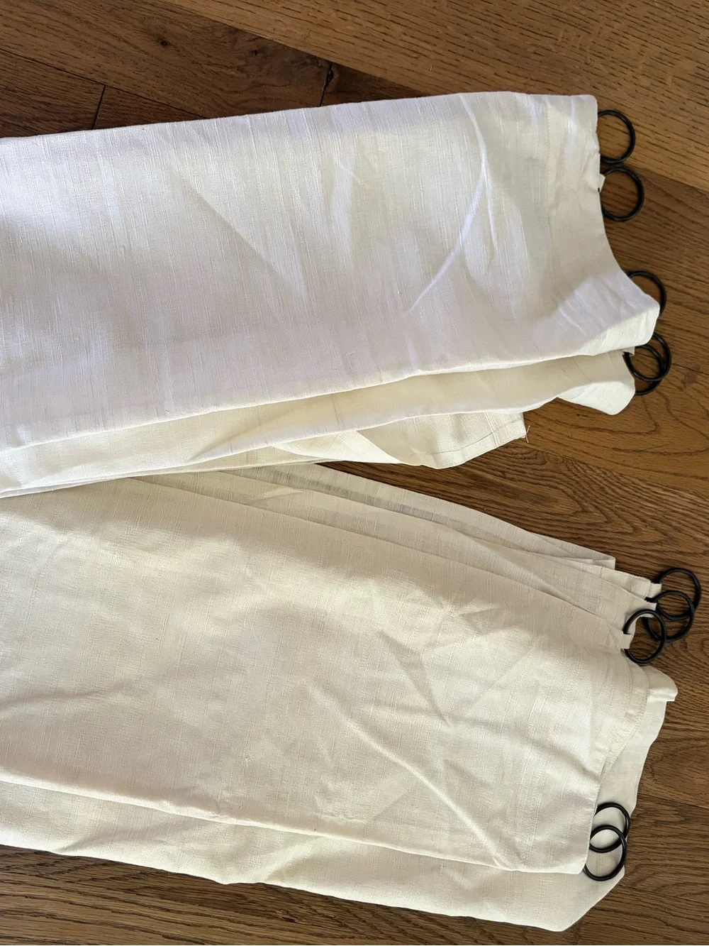 Pottery Barn 42x84” IVORY raw Silk cotton Drapes. Set of 2